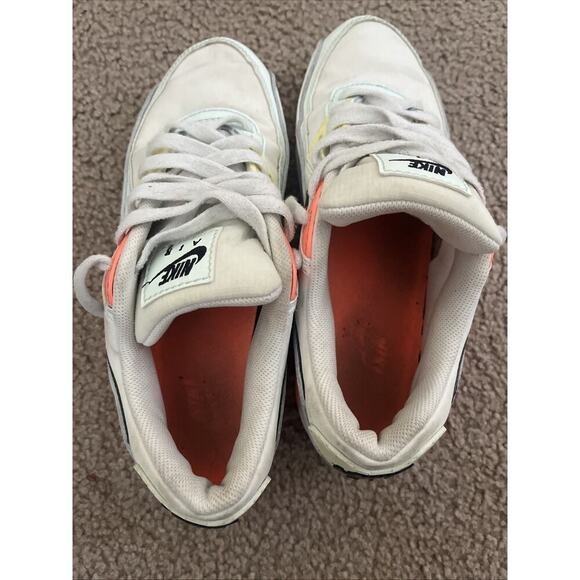 Womens Nike Air Max 90 Summit White Smoke Gray Mango Sneakers CV8819-101 Sz 9 - Picture 4 of 12